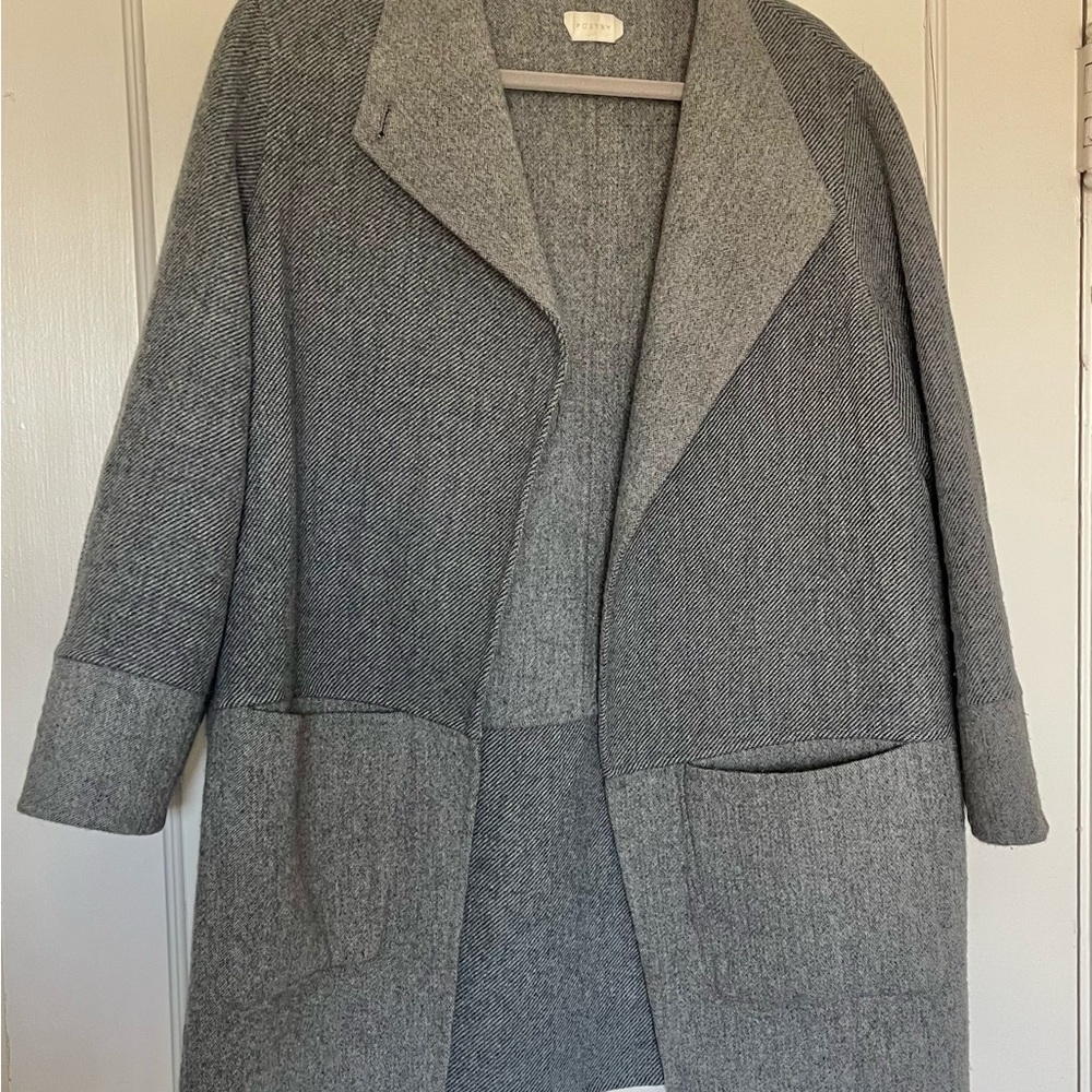 Poetry Gray Wool Coat with Oversized Fit and Notched Lapel